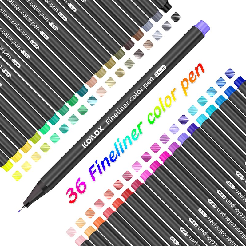 Koilox Fineliner Pens Set, 36 Colour Fine Point Pens 0.4mm