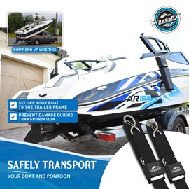 WavesRx Stainless Steel Boat Trailer Transom Tie Down Straps - 2" x 48" (2PK) - Heavy Duty Marine-Grade Tie Downs with Quick Release Buckles - 1,200 lbs MBS - Pontoon & Boat Trailer Accessories