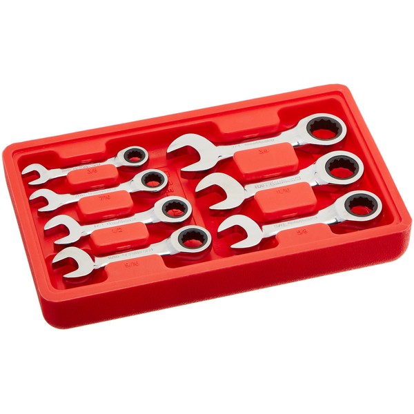 GEARWRENCH 7 Pc. 12 Pt. Stubby Ratcheting Combination Wrench Set, SAE - 9507D