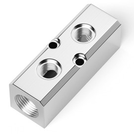 TAILONZ PNEUMATIC Silver 2 Way Pneumatic Shunt Aluminum Block Pneumatic Manifold Air Distribution Block Air path exhaust air source distributor,Compressed Air Manifold Pneumatic Block,Gas divider