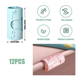 Elionless Bed Sheet Clips,12Pcs Elastic Fitted Quilt Bed Sheet Holder Fasteners Safety Needle-Free Non-Slip Comforter Grippers Set Duvet Clips Bedding Accessories to Keep Duvet in Place On Bed (Blue)