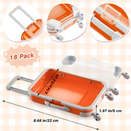 Juexica 18 Pcs Mini Suitcase Party Favor Gift Box Plastic Mini Suitcase Empty Candy Box False Eyelashes Packaging Trolley Tiny Trunk Miniature for Travel Theme Parties and Celebration