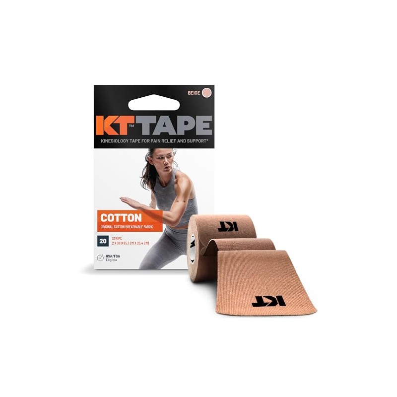 KT Tape Original, Pre-cut, 20 Strip, Cotton, Beige