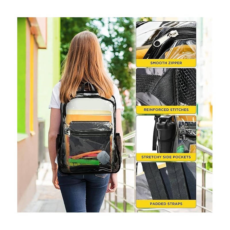 Grzhiyi Water Resistant Transparent Backpack,Clear Bag Backpacks PVC, Boys, Girls,
