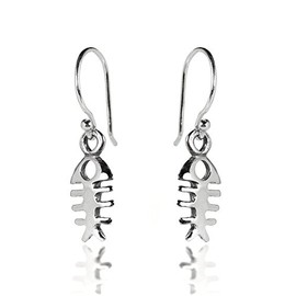 Sterling Silver Fish Bone Dangle Earrings