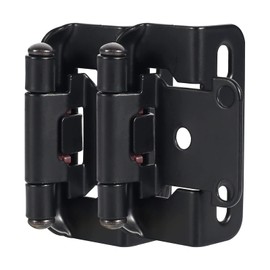 ELEBUILD 50 Pack Partial Wrap Cabinet Hinges,1/2” Self Closing Black Kitchen Cabinet Hinges,Easy Installation Semi Wrap Hinges for Cabinets