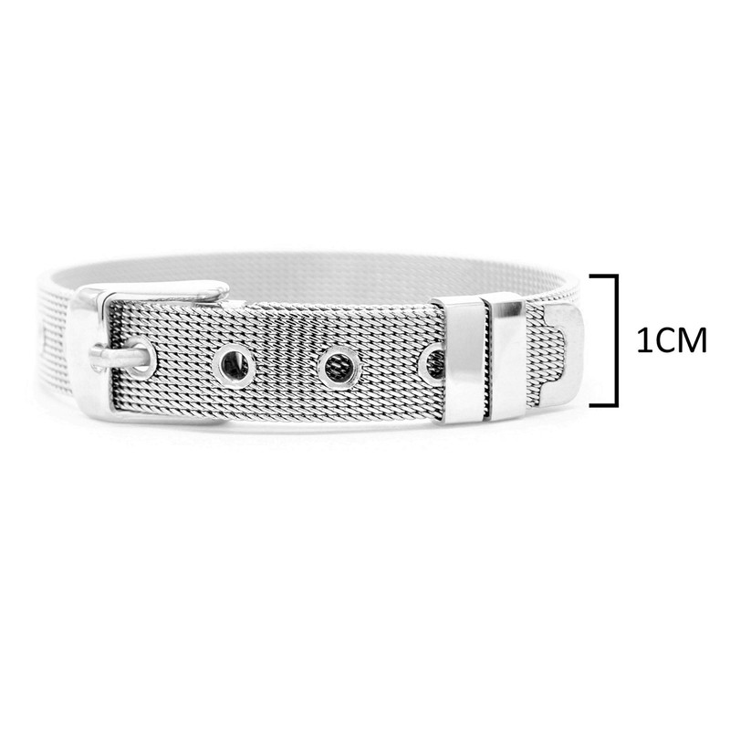 Genuine 925 sterling silver mesh adjustable belt buckle hallmarked bracelet