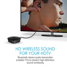 MEE audio Connect universal Bluetooth wireless audio transmitter for up to two headphones / speakers with aptX Low Latency technology for TVs and other devices, Black (AF-T1-BK-MEE)