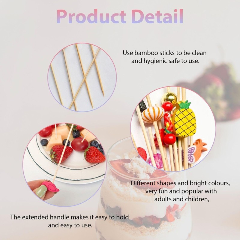 Pack of 200 Fruit Picks, Cute Cartoon Toothpicks, Finger Food