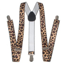 BigbigMall Adjustable Unisex Adult Child Elastic Clip-on Brace Suspender Y Back Neon Belt,Leopard Print