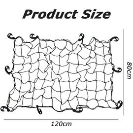 MOTRAIN Heavy-Duty Cargo Net, 120x80 cm Universal Car Net for Pickup Trucks & SUVs, 10Reinforced ABS Hooks, Large Adjustable Elastic Heavy Duty Luggage Net, Secures Roof Rack & Truck Bed Loads