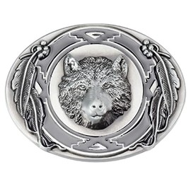 Norse Viking Bear Head Belt Buckle for Men - Punk Animal Oval Western Cowboy Style - Silver Wedding Gift