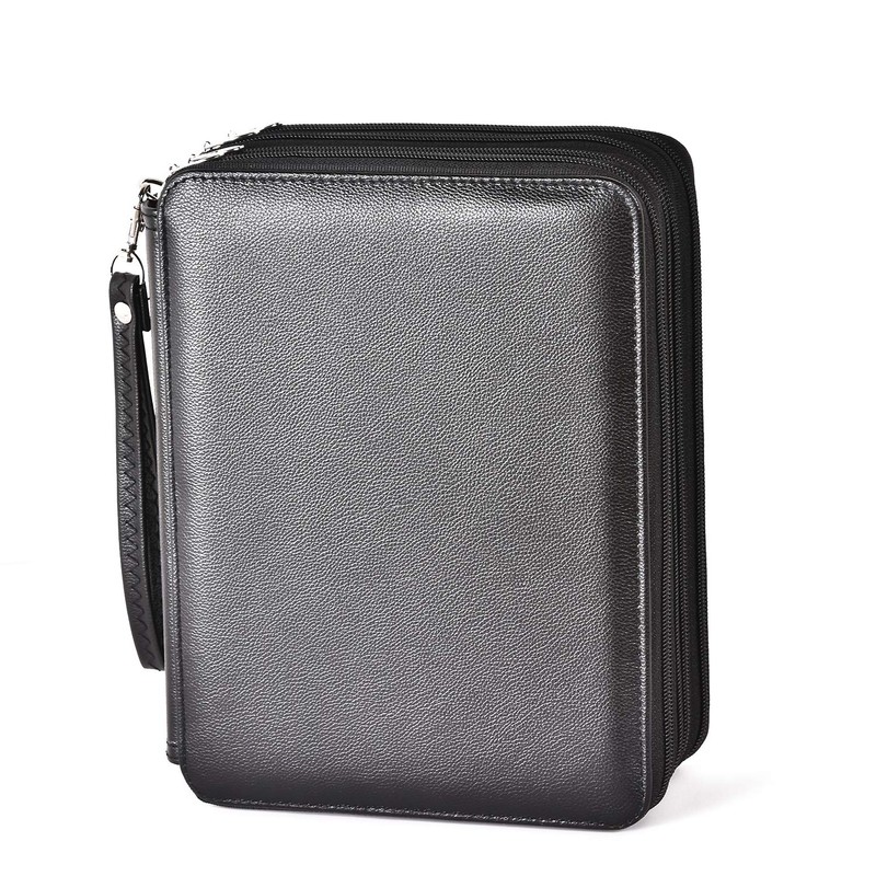 Becho Multifunction Zipper Soft Leather Pencil Case with Multi-Layer Zipper
