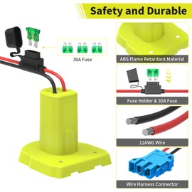 Kzreect for Power Wheel Battery Adapter, Compatible with Ryobi 18V Battery, with Wire Harness Connector, 12AWG Wire, Fuse Holder & 30A Fuses, Compatible with Peg Perego Ride-On Cars