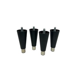 Furniture Legs, 6 Inch Black Plastic Sofa Legs with Silver Base, Set of 4 Metal Through Out Adjustable Height
