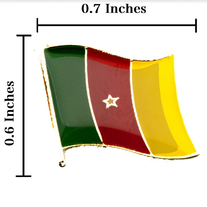 Parche bordado de la bandera de Camerún con pin de