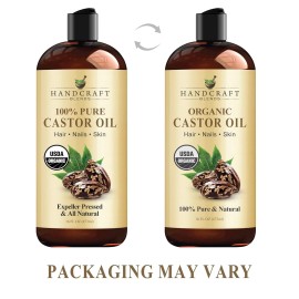 Handcraft Blends Premium Organic Castor Oil 100% Pure and Hexane-Free Cold-Pressed Beauty 16 fl.