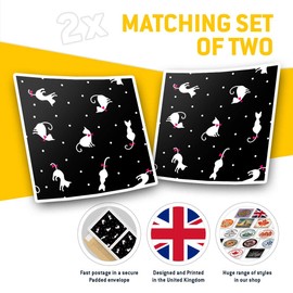 2 x 7.5cm Square Vinyl Stickers - Black Polka Dots Cats Kitten Pink Decals 44324
