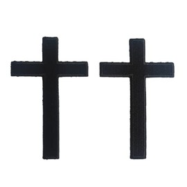 2 pcs Christian Cross Patch, 4 inches - Jesus Cross Black Cross Biker Fully Embroidered Iron On/Sew On Patch Applique