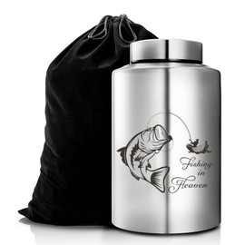 Large Cremation Urns for Human Ashes Decorative Funeral Memorial Urn Fishing in Heaven Burial Container for Human Remains up to 220 lbs (Silver)