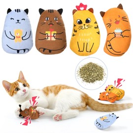 Dorakitten Catnip Toys, 4PCS Interactive Cat Toys Cats Chew Toys, Crinkle Sound Cat Kicker Toy for Indoor Kitten Exercise