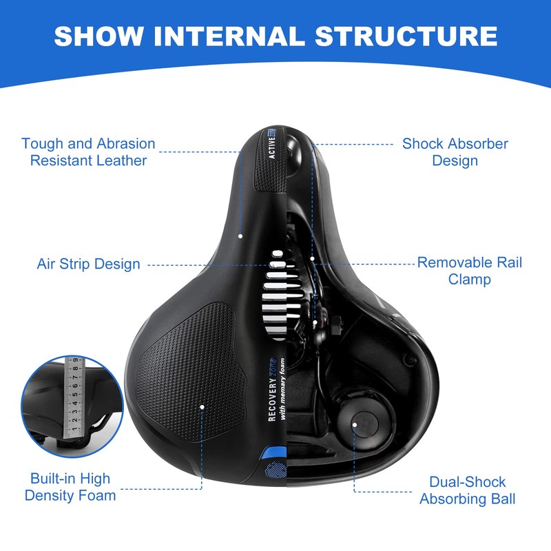OSIGEI Bicycle Saddle, Gel Bicycle Seat, Wide, Soft, Comfortable Breathable