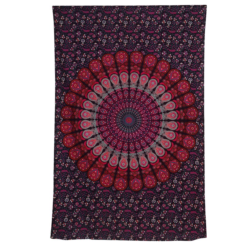 Indian hippie Bohemian psychedelic peacock mandala wall hanging bedding tapestry