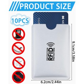 SCJJZ Pack of 10 RFID Blocker Card Case, Credit Card Case, RFID Blocking Sleeves, RFID Card Protection Holder, Identity Theft Prevention for Women and Men