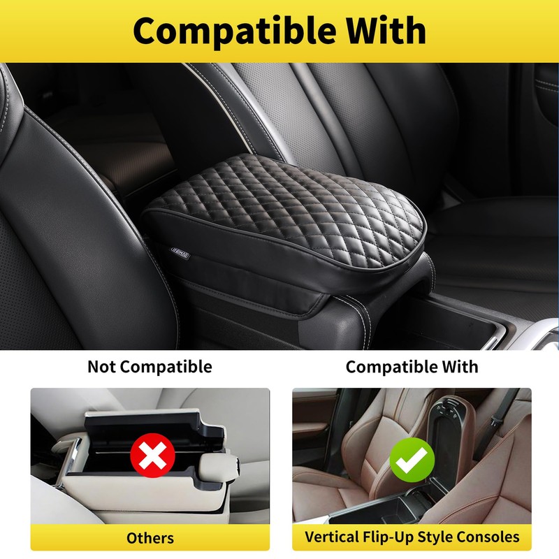 WEIHAO Car Arm Rest Cover Pad, Thick Padding 12.4x7.28x2.2 inch