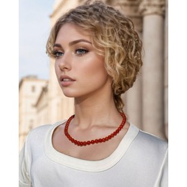 Lightock Simple Adjustable Necklaces for Women and Men Protection 8mm Reiki Crystals Beaded Necklace Good Luck Spiritual Gifts Unisex (Red Agate)