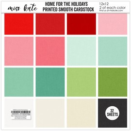 Linen Print Smooth 67lb Cardstock – Home for the Holidays - for Santa Claus Merry Tree Xmas - 32 Sheet- Single-Sided Card Stock -Two of 16 Color -White Core- Crafting Scrapbook -by Miss Kate Cuttables