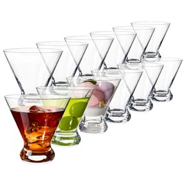 CZUMJJ Stemless Martini Glasses Set of 12, 7.5 oz Cocktail Glasses for Martini, Manhattan, Cosmopolitan, Parties, Dishwasher Safe