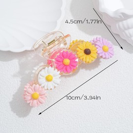 2 Psc Cute sunflower Flower Hair Clips for Women Thick sunflower Flower Hair Claw Clips for Long Hair claw Summer Beach Hair Accessories for Women and girls (Color+white)