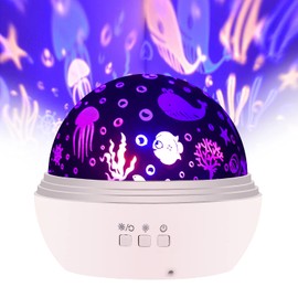 SlowTon Starry Night Light Projector, LED Lamp Star Moon Projector Rotating Night Light Sleep Soother for Baby Kids Bedroom Decoration Ideal Gift with Ocean Undersea Projection Film 8 Colors Mode (Pink)