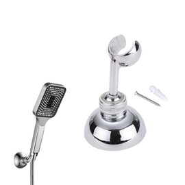 1 Set Shower Holder Bracket Sturdy Adjustable 360° Shower Head Holder for Home Bathroom, 10.4 x 6.4 cm, 22.2 mm Hole, Silver