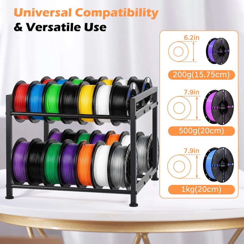 MAYJOY Desktop 3D Printer Filament Storage Rack, 2-Tier Metal