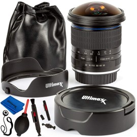 Ultimaxx 7mm f/3 HD Aspherical Fisheye Lens for FS7, FS7M2, FS5, FS5M2K, a9, a99ii; A7, II, R, SII, III, RIII; a6500, a6300, a6000, a5100, a5000, NEX Series & Other E-Mount Digital Cameras
