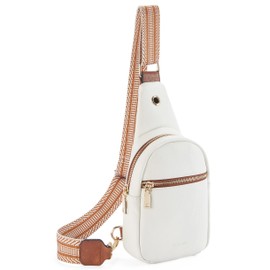 Telena Chest Bag Women's Sling Bag, PU Leather Crossbody Bag Small Shoulder Bag Women Shoulder Bags for Outdoor Sports/Travel/Shopping, 5-beige-2402, messenger
