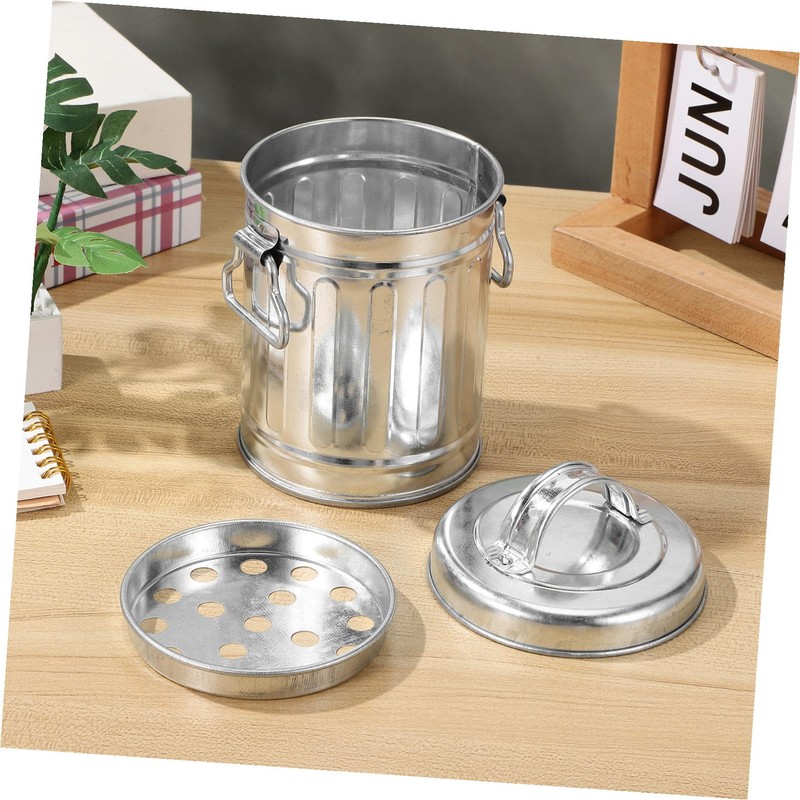 CONGARTENO Vintage Galvanized Metal Bucket Ashtray with Lid Compact Desktop