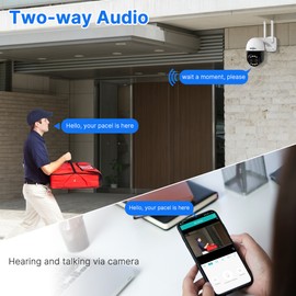 Hiseeu WHDC12 4MP Wireless Monitor Camera Dual-Lens Wall Mount Smart WiFi Camera 8X Zoom IP66 Waterproof Color Night Vision Two-Way Talk Motion Detection Auto Tracking PTZ Rotatable Wireless Security Camera for Home Office Outdoor Indoor