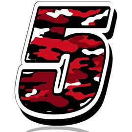 Biomar Labs® 1 x Vinyl Decal Sticker Red Military Camouflage Auto Moto Motocross Motosport Start Racing Number 5 Rally Race Car Bike Motorcycle Tuning N 225