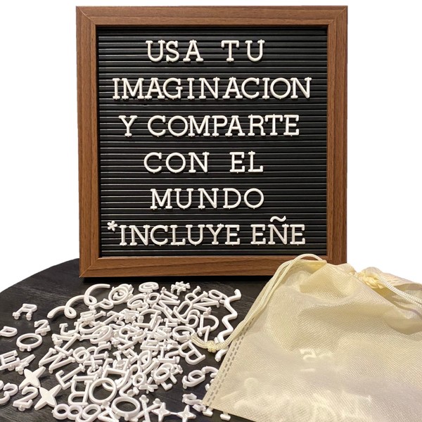 Pizarrón y Letrero Para Mensajes Color Madera con Letras y