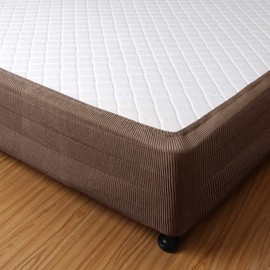 MARQUESS Box Spring Cover- Wrap Around Elastic, Vertical Stripe Pattern Bed Skirt Alternative, and Classic 15" Drop Length. Polyester/Polyester Filling (Mocha, King)