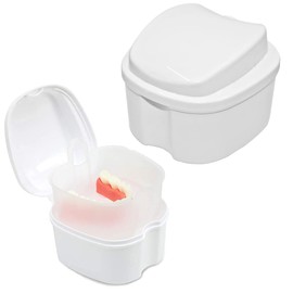 WUSJCOF Retainer Container Storage Box with Hanging Sieve for False Teeth Storage Cleaning