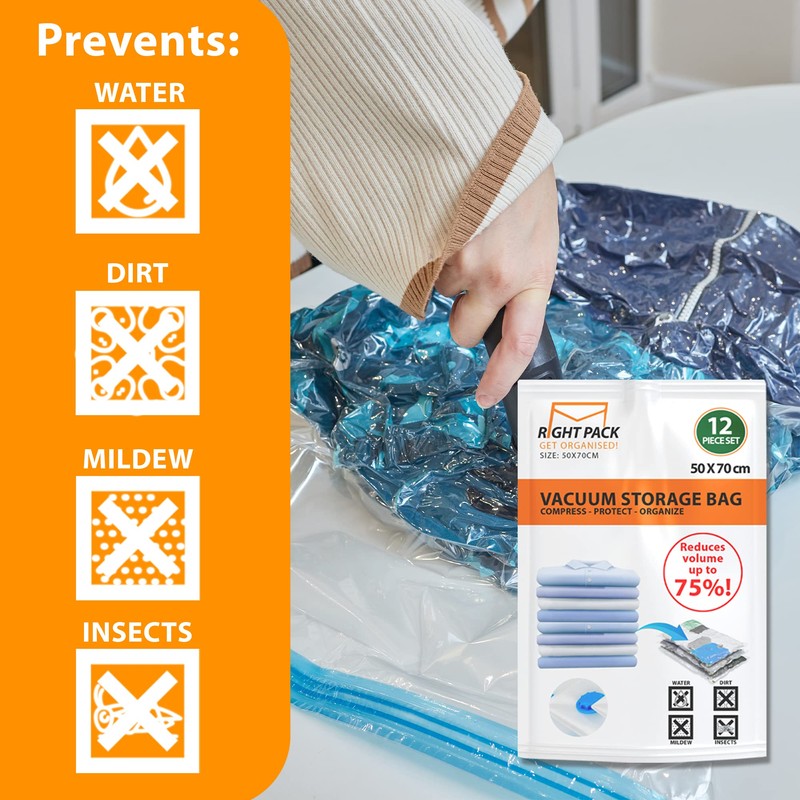 Right Pack Vacuum Storage Bags - Pack Of 12 |