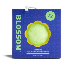 Blossom Body Wash Sponge, Bath Sponges for Shower Up to 20 Washes, Exfoliating Shower Loofah Buffer, Soap Infused Sponges, Perfect for Men & Women, Travel Size, 3.5oz/100g, Jasmine