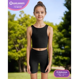 WELAKEN - Conjunto deportivo de 2 piezas para niñas y yoga, Negro -, 12 Años