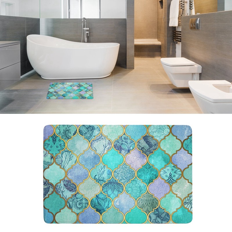 Geometry Printing Non slip Water Absorbent Mat Pad Bathroom Kitchen