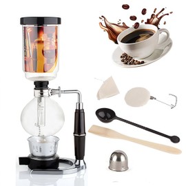 Borasilicate Glass Syphon Coffee Maker, 5-Cup 600ml(20.3 oz) Vaccum Gravity Clear Coffee Tabletop Siphon Pot with Reusable Cloth Filter Coffee Brewer Hot Tea Maker Machine(Standard Edition)