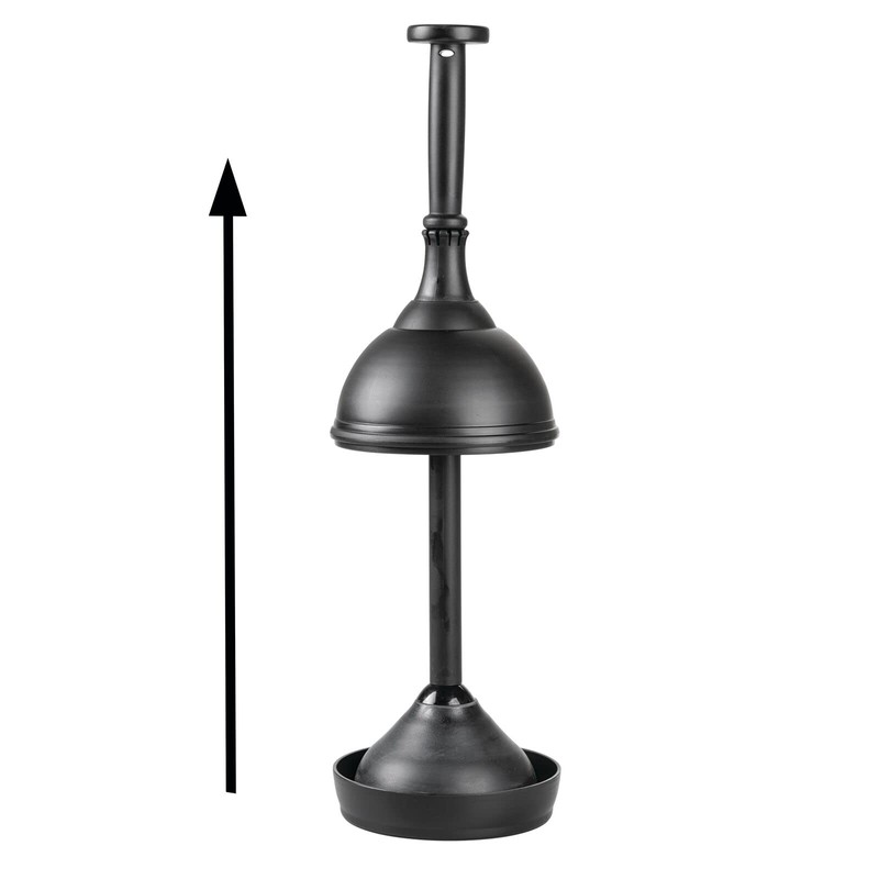 mDesign Plastic Toilet Plunger with Lift & Lock Cover Set,